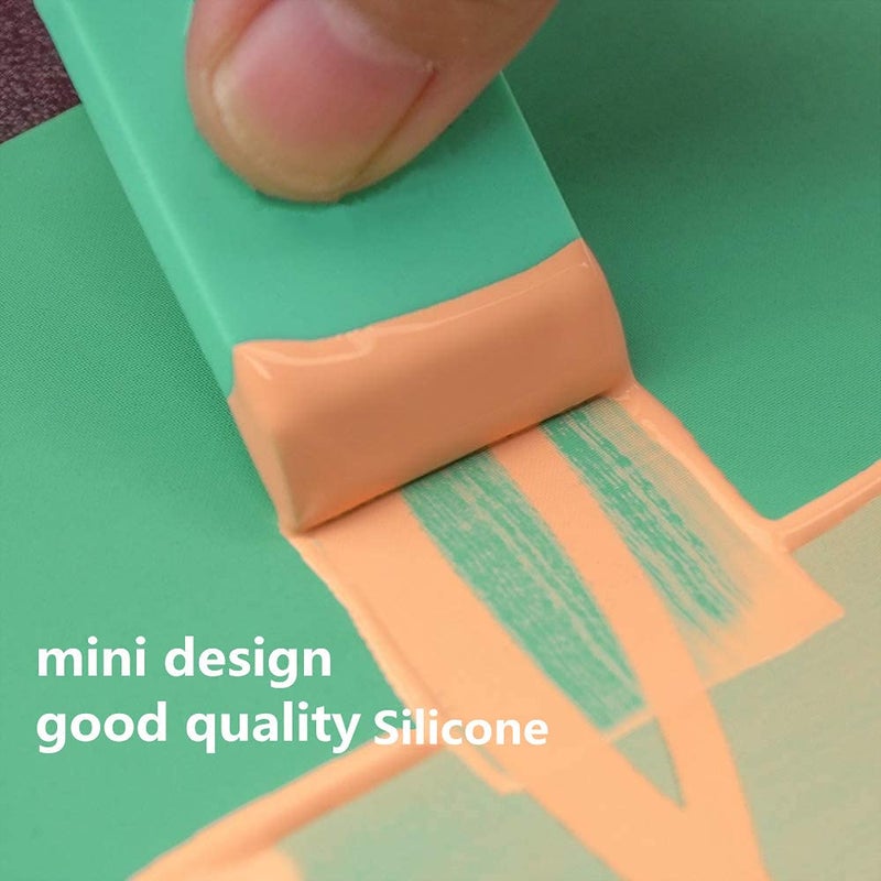 JAJADO 5 Packs Mini Squeegee  Silk Printing Squeegees for Chalk Paste  Self-Adhesive Stencil Screen Scraper Printing Tool Small Squeegee Turquoise Silicone for Transfer Chalk Paint Stencil Ink - Image 2